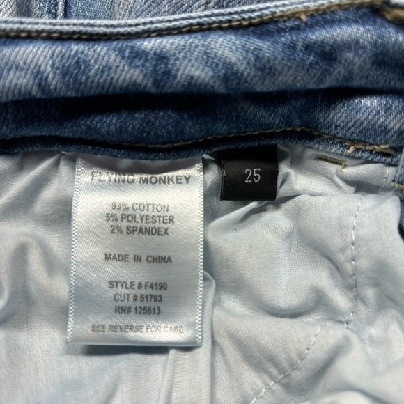 Flying Monkey Jeans Womens 25 West Side High Rise Crop Straight Holes Distressed - Picture 2 of 3